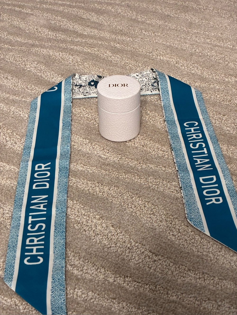 Dior Mitzah Silk Twilly Scarf Blue Toile de Jouy Hair Tie or Handle Wrap